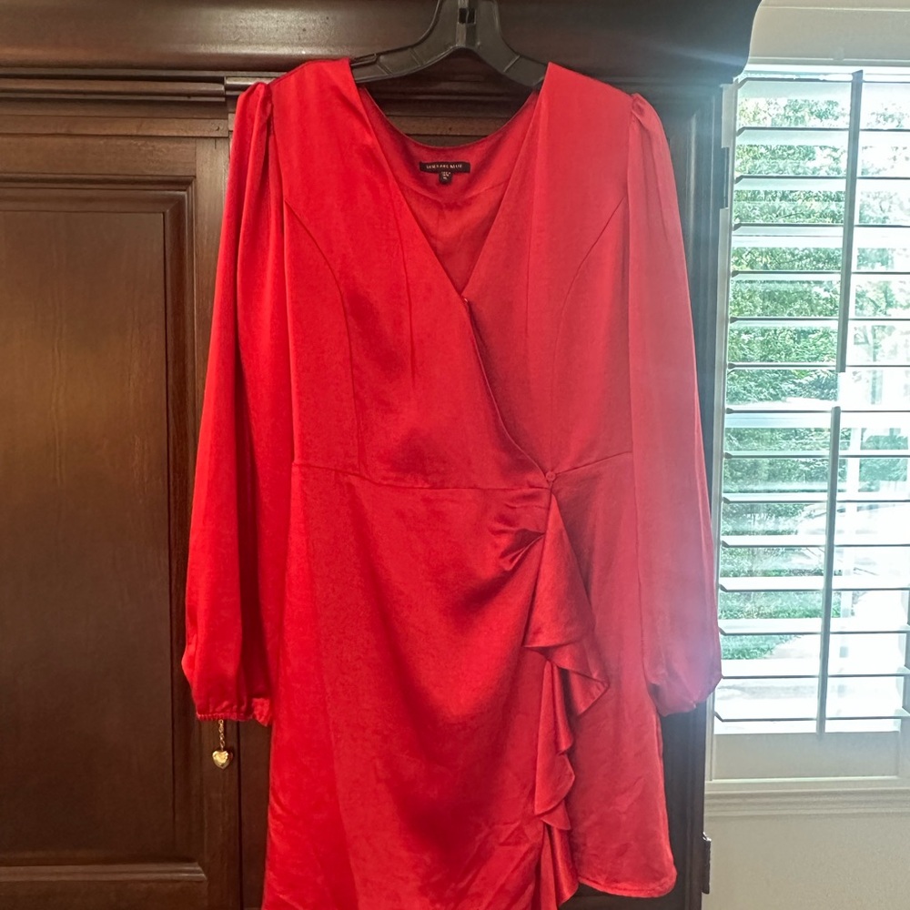 Skies Are Blue Vibrant Red Long Sleeve Dress